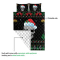 Ohaprints-Quilt-Bed-Set-Pillowcase-Beautiful-Skull-With-Santa-Hat-Snowflake-Bell-Ugly-Chrismas-Pattern-Blanket-Bedspread-Bedding-3996-Queen (80'' x 90'')