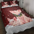 Ohaprints-Quilt-Bed-Set-Pillowcase-Pig-With-Wreath-Christmas-Farm-Animal-Unique-Gift-For-Pig-Lover-Blanket-Bedspread-Bedding-4000-Throw (55'' x 60'')