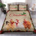 Ohaprints-Quilt-Bed-Set-Pillowcase-Merry-Christmas-Chicken-With-Santa-Hat-Unique-Gift-For-Chicken-Lover-Blanket-Bedspread-Bedding-4026-King (90'' x 100'')