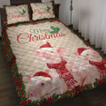 Ohaprints-Quilt-Bed-Set-Pillowcase-Merry-Christmas-Pig-With-Santa-Hat-Unique-Gift-For-Pig-Lover-Blanket-Bedspread-Bedding-4028-Throw (55'' x 60'')