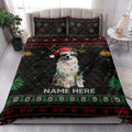 Ohaprints-Quilt-Bed-Set-Pillowcase-Australian-Shepherd-Christmas-Hat-Custom-Personalized-Name-Blanket-Bedspread-Bedding-4045-King (90'' x 100'')