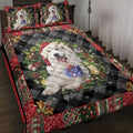 Ohaprints-Quilt-Bed-Set-Pillowcase-Great-Pyrenees-Wearing-Christmas-Hat-Wreath-Gift-For-Dog-Lover-Blanket-Bedspread-Bedding-4047-Throw (55'' x 60'')