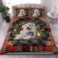 Ohaprints-Quilt-Bed-Set-Pillowcase-Great-Pyrenees-Wearing-Christmas-Hat-Wreath-Gift-For-Dog-Lover-Blanket-Bedspread-Bedding-4047-King (90'' x 100'')