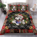 Ohaprints-Quilt-Bed-Set-Pillowcase-Siberian-Husky-Wearing-Christmas-Hat-Wreath-Gift-For-Dog-Lover-Blanket-Bedspread-Bedding-4049-King (90'' x 100'')