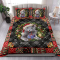 Ohaprints-Quilt-Bed-Set-Pillowcase-Russian-Blue-Wearing-Christmas-Hat-Wreath-Gift-For-Cat-Lover-Blanket-Bedspread-Bedding-4053-King (90'' x 100'')