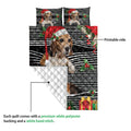 Ohaprints-Quilt-Bed-Set-Pillowcase-Beagle-Christmas-Striped-With-Santa-Hat-And-Holy-Berry-Snowflake-Blanket-Bedspread-Bedding-4093-Queen (80'' x 90'')