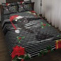 Ohaprints-Quilt-Bed-Set-Pillowcase-Black-Cat-Christmas-Striped-With-Santa-Hat-And-Holy-Berry-Snowflake-Blanket-Bedspread-Bedding-4095-Throw (55'' x 60'')