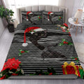 Ohaprints-Quilt-Bed-Set-Pillowcase-Black-Cat-Christmas-Striped-With-Santa-Hat-And-Holy-Berry-Snowflake-Blanket-Bedspread-Bedding-4095-King (90'' x 100'')