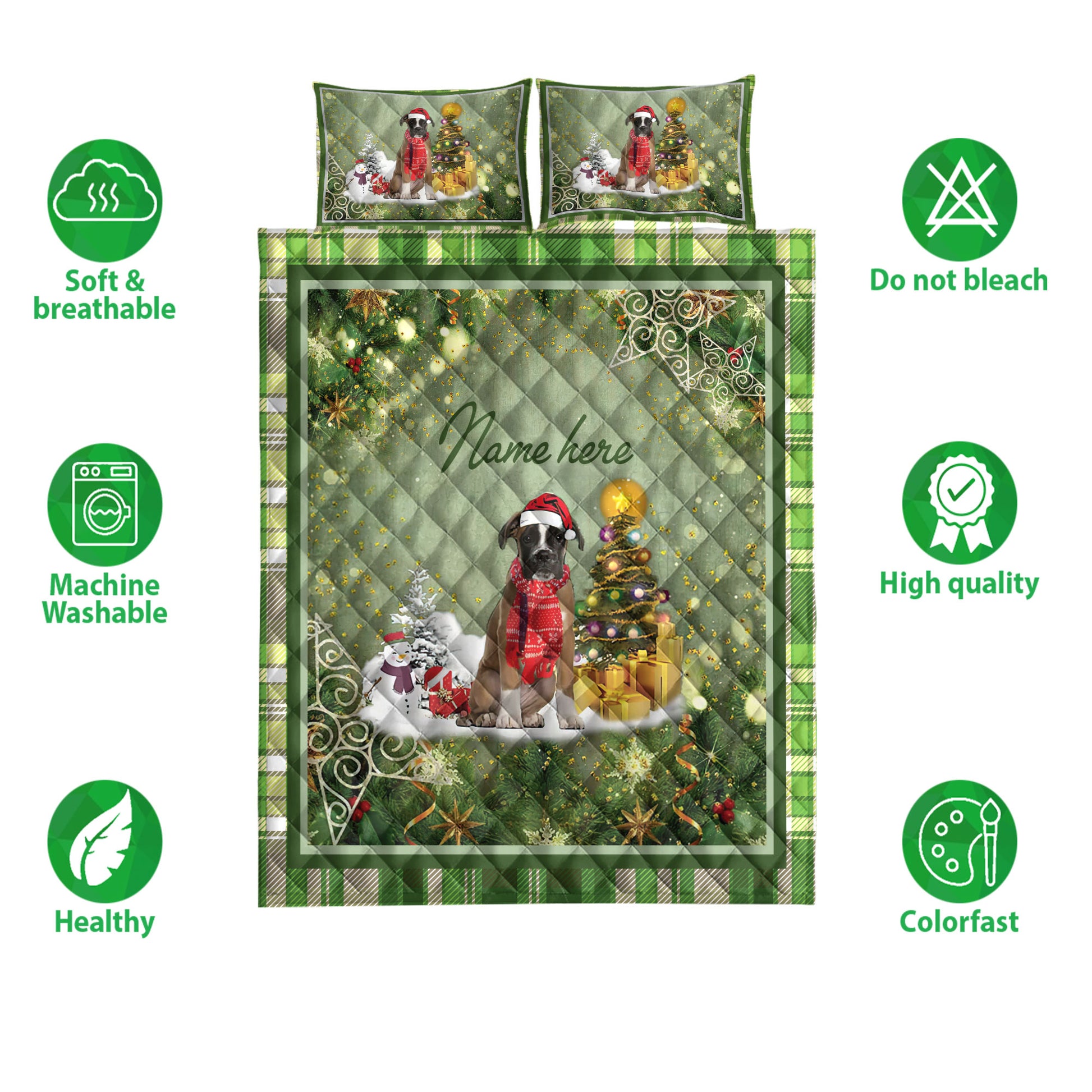 Ohaprints-Quilt-Bed-Set-Pillowcase-Boxer-Christmas-Tree-String-Lights-Custom-Personalized-Name-Blanket-Bedspread-Bedding-3957-Double (70'' x 80'')