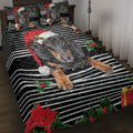 Ohaprints-Quilt-Bed-Set-Pillowcase-Dachshund-Christmas-Striped-With-Santa-Hat-And-Holy-Berry-Snowflake-Blanket-Bedspread-Bedding-4097-Throw (55'' x 60'')