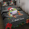 Ohaprints-Quilt-Bed-Set-Pillowcase-Frog-Christmas-Striped-With-Santa-Hat-Custom-Personalized-Name-Blanket-Bedspread-Bedding-4103-Throw (55'' x 60'')