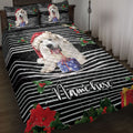 Ohaprints-Quilt-Bed-Set-Pillowcase-Great-Pyrenees-Christmas-Striped-Santa-Hat-Custom-Personalized-Name-Blanket-Bedspread-Bedding-4104-Throw (55'' x 60'')