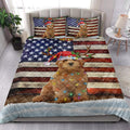 Ohaprints-Quilt-Bed-Set-Pillowcase-Goldendoodle-Wearing-A-Christmas-Hat-With-String-Light-Us-Flag-Blanket-Bedspread-Bedding-4110-King (90'' x 100'')