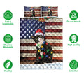 Ohaprints-Quilt-Bed-Set-Pillowcase-Tuxedo-Cat-Wearing-A-Christmas-Hat-With-String-Light-Us-Flag-Blanket-Bedspread-Bedding-4111-Double (70'' x 80'')