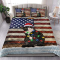 Ohaprints-Quilt-Bed-Set-Pillowcase-Tuxedo-Cat-Wearing-A-Christmas-Hat-With-String-Light-Us-Flag-Blanket-Bedspread-Bedding-4111-King (90'' x 100'')