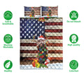 Ohaprints-Quilt-Bed-Set-Pillowcase-Otter-Wearing-A-Reindeer-Hat-Scarf-With-String-Light-American-Flag-Blanket-Bedspread-Bedding-4117-Double (70'' x 80'')