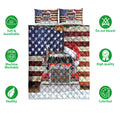 Ohaprints-Quilt-Bed-Set-Pillowcase-Red-Truck-Wearing-A-Christmas-Hat-With-String-Light-American-Flag-Blanket-Bedspread-Bedding-4120-Double (70'' x 80'')