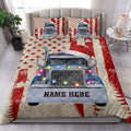 Ohaprints-Quilt-Bed-Set-Pillowcase-Blue-Truck-Christmas-String-Light-Us-Flag-Custom-Personalized-Name-Blanket-Bedspread-Bedding-4122-King (90'' x 100'')