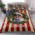 Ohaprints-Quilt-Bed-Set-Pillowcase-Border-Collie-Wearing-Christmas-Hat-Wreath-Custom-Personalized-Name-Blanket-Bedspread-Bedding-4148-King (90'' x 100'')