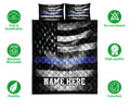 Ohaprints-Quilt-Bed-Set-Pillowcase-Police-Officer-Usa-Flag-Blue-Line-Grunge-Custom-Personalized-Name-Blanket-Bedspread-Bedding-3612-Double (70'' x 80'')