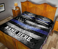 Ohaprints-Quilt-Bed-Set-Pillowcase-Police-Officer-Usa-Flag-Blue-Line-Grunge-Custom-Personalized-Name-Blanket-Bedspread-Bedding-3612-King (90'' x 100'')