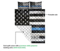 Ohaprints-Quilt-Bed-Set-Pillowcase-Police-Thin-Blue-Line-Us-Flag-Support-Law-Custom-Personalized-Name-Blanket-Bedspread-Bedding-3618-Queen (80'' x 90'')