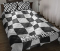 Ohaprints-Quilt-Bed-Set-Pillowcase-Racing-Black-White-Checkered-Flag-Pattern-Custom-Personalized-Name-Blanket-Bedspread-Bedding-3363-Throw (55'' x 60'')