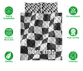 Ohaprints-Quilt-Bed-Set-Pillowcase-Racing-Black-White-Checkered-Flag-Pattern-Custom-Personalized-Name-Blanket-Bedspread-Bedding-3363-Double (70'' x 80'')