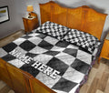 Ohaprints-Quilt-Bed-Set-Pillowcase-Racing-Black-White-Checkered-Flag-Pattern-Custom-Personalized-Name-Blanket-Bedspread-Bedding-3363-King (90'' x 100'')