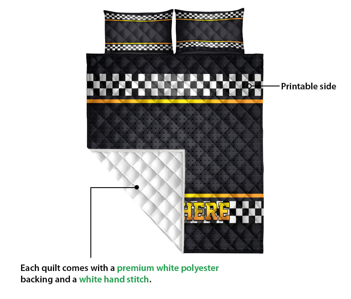 Ohaprints-Quilt-Bed-Set-Pillowcase-Racing-Race-Sheet-Structured-Metallic-Custom-Personalized-Name-Blanket-Bedspread-Bedding-3322-Queen (80'' x 90'')