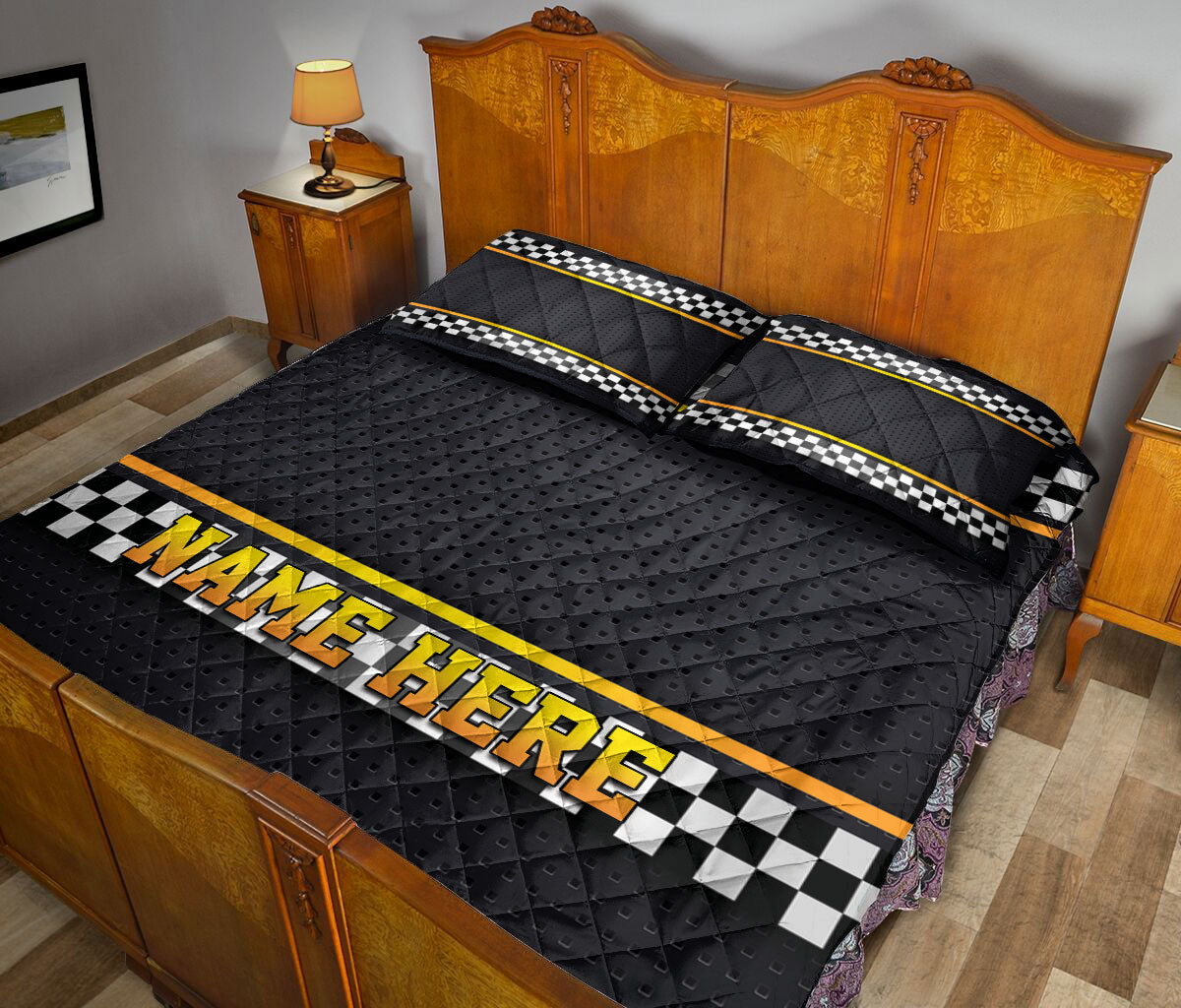 Ohaprints-Quilt-Bed-Set-Pillowcase-Racing-Race-Sheet-Structured-Metallic-Custom-Personalized-Name-Blanket-Bedspread-Bedding-3322-King (90'' x 100'')
