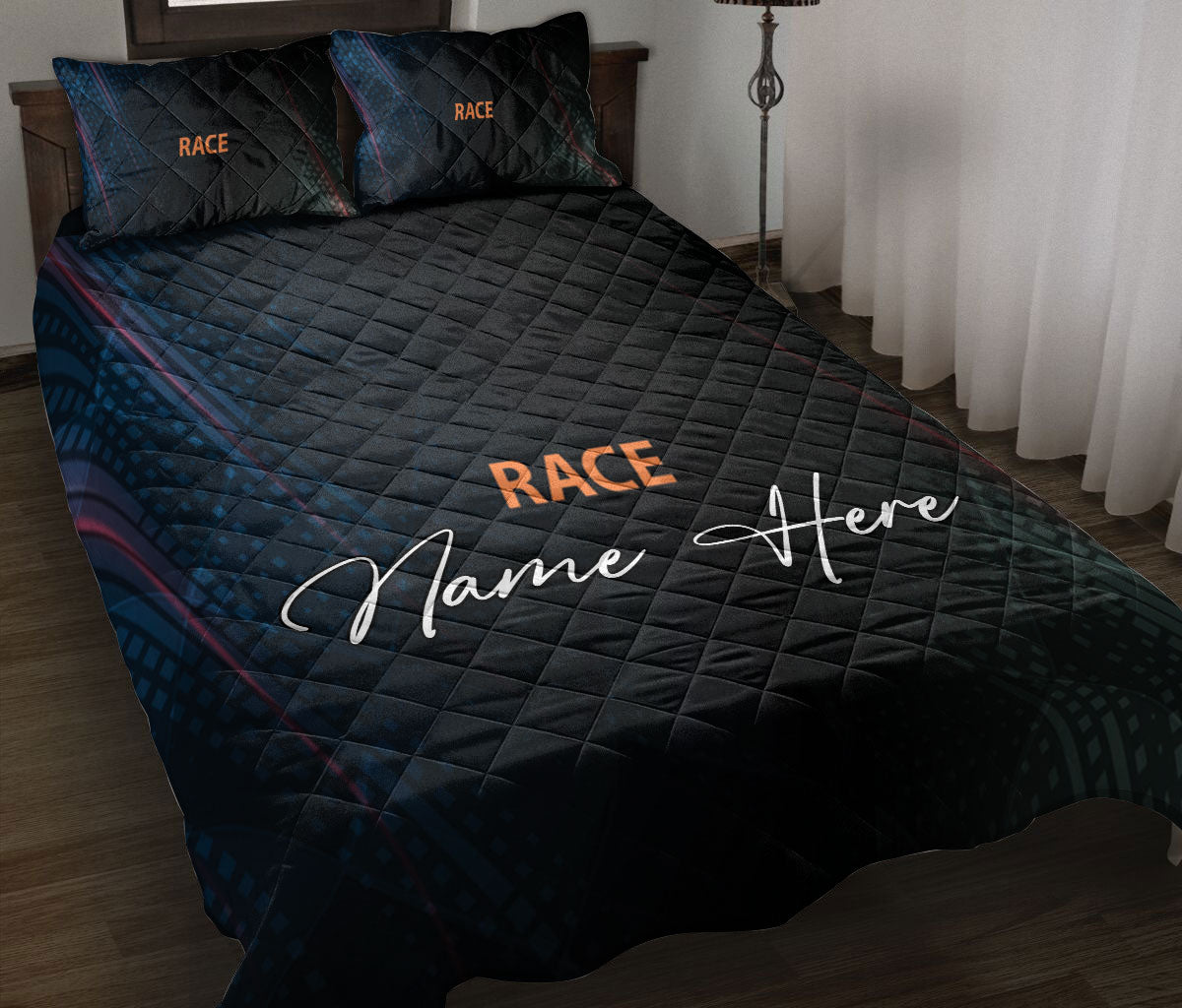 Ohaprints-Quilt-Bed-Set-Pillowcase-Racing-Square-Racing-Racer-Custom-Personalized-Name-Blanket-Bedspread-Bedding-3327-Throw (55'' x 60'')