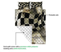 Ohaprints-Quilt-Bed-Set-Pillowcase-Racing-Checkered-Flag-Old-Style-Vintage-Custom-Personalized-Name-Blanket-Bedspread-Bedding-3328-Queen (80'' x 90'')