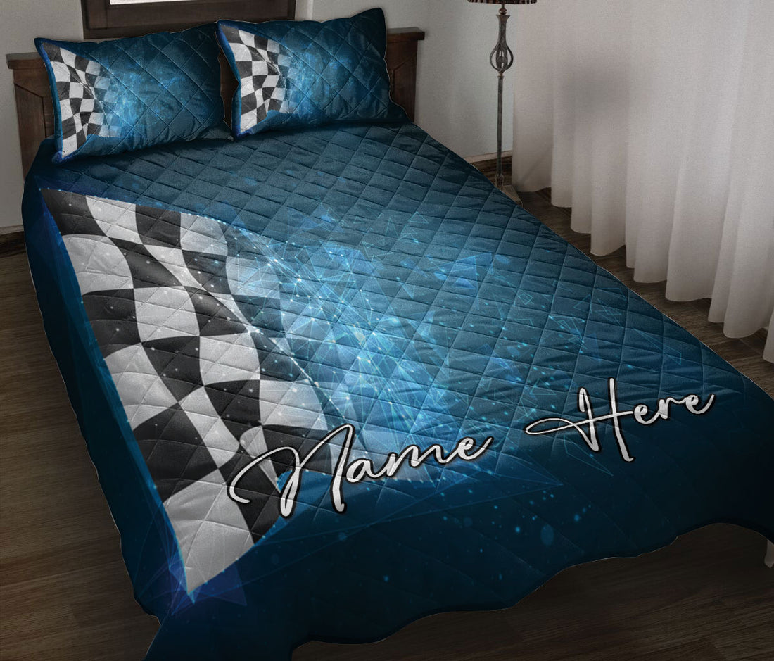 Ohaprints-Quilt-Bed-Set-Pillowcase-Racing-Checkered-Checkered-Flag-Polygons-Custom-Personalized-Name-Blanket-Bedspread-Bedding-3346-Throw (55'' x 60'')