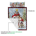 Ohaprints-Quilt-Bed-Set-Pillowcase-English-Bulldog-Christmas-Tree-With-Santa-Hat-Snowflake-Red-Blanket-Bedspread-Bedding-3843-Queen (80'' x 90'')