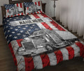 Ohaprints-Quilt-Bed-Set-Pillowcase-Silver-Trucker-Us-Flag-Truck-Driver-Gift-Custom-Personalized-Name-Blanket-Bedspread-Bedding-3576-Throw (55'' x 60'')
