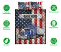 Ohaprints-Quilt-Bed-Set-Pillowcase-Blue-Trucker-Us-Flag-Truck-Driver-Gift-Custom-Personalized-Name-Blanket-Bedspread-Bedding-3579-Double (70'' x 80'')