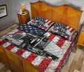 Ohaprints-Quilt-Bed-Set-Pillowcase-Black-Trucker-Us-Flag-Truck-Driver-Gift-Custom-Personalized-Name-Blanket-Bedspread-Bedding-3584-King (90'' x 100'')