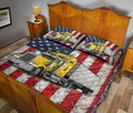 Ohaprints-Quilt-Bed-Set-Pillowcase-Yellow-Trucker-Us-Flag-Truck-Driver-Gift-Custom-Personalized-Name-Blanket-Bedspread-Bedding-3585-King (90'' x 100'')