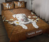 Ohaprints-Quilt-Bed-Set-Pillowcase-White-Labrador-Retriever-Lab-Dog-Daisy-Flower-Custom-Personalized-Name-Blanket-Bedspread-Bedding-2632-Throw (55&#39;&#39; x 60&#39;&#39;)