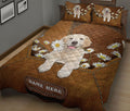 Ohaprints-Quilt-Bed-Set-Pillowcase-Golden-Retriever-Labrador-Retriever-Daisy-Flower-Custom-Personalized-Name-Blanket-Bedspread-Bedding-1907-King (90'' x 100'')