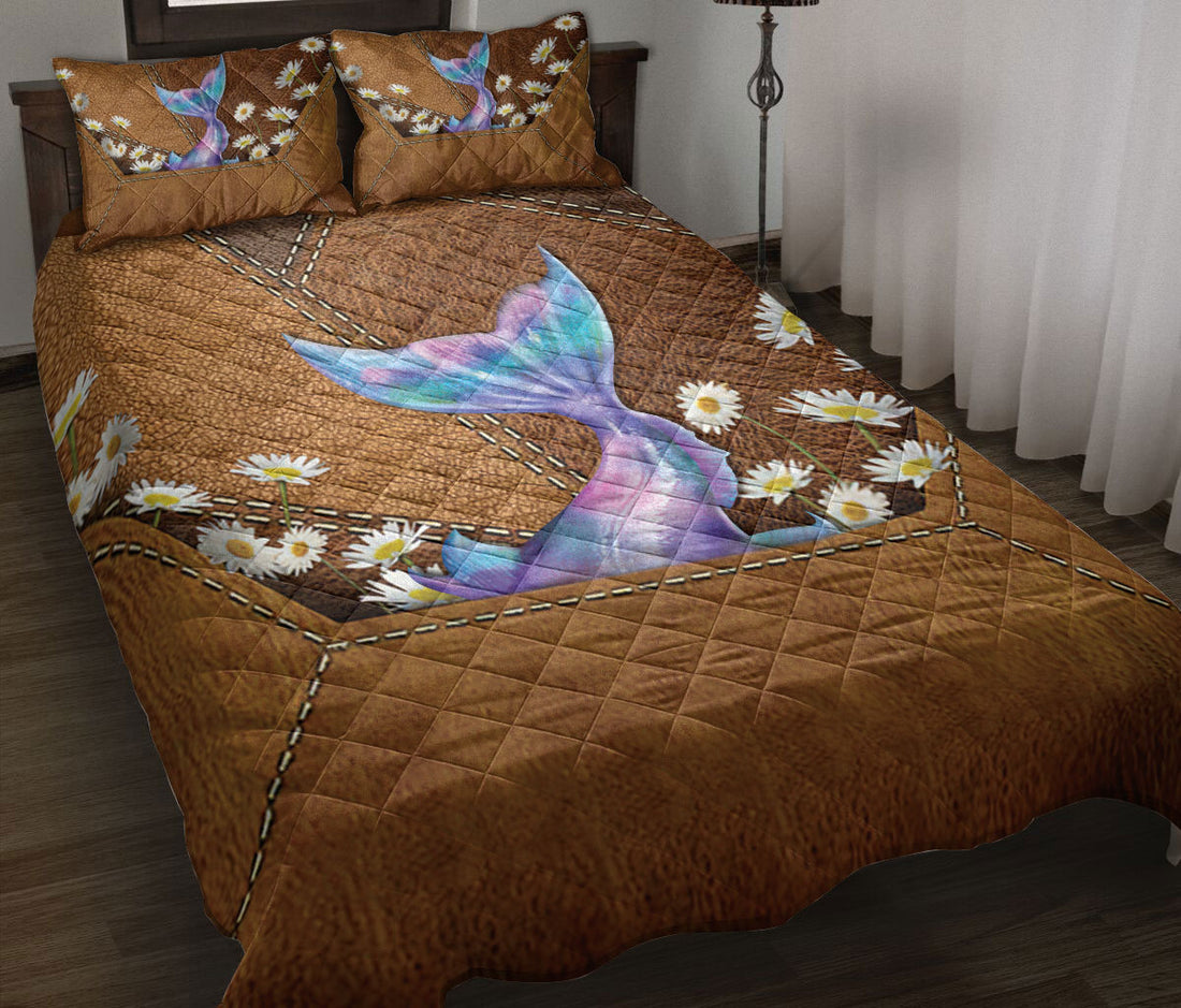 Ohaprints-Quilt-Bed-Set-Pillowcase-Beautiful-Mermaid-Under-Sea-With-Daisy-Flower-Blanket-Bedspread-Bedding-875-Throw (55'' x 60'')