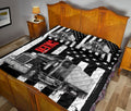 Ohaprints-Quilt-Bed-Set-Pillowcase-Black-Truck-Trucker-Driver-American-Flag-Custom-Personalized-Name-Blanket-Bedspread-Bedding-3505-King (90'' x 100'')