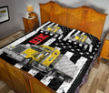 Ohaprints-Quilt-Bed-Set-Pillowcase-Yellow-Truck-Trucker-Driver-American-Flag-Custom-Personalized-Name-Blanket-Bedspread-Bedding-3506-King (90'' x 100'')