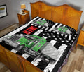 Ohaprints-Quilt-Bed-Set-Pillowcase-Green-Truck-Trucker-Driver-American-Flag-Custom-Personalized-Name-Blanket-Bedspread-Bedding-3507-King (90'' x 100'')