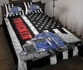 Ohaprints-Quilt-Bed-Set-Pillowcase-Blue-Truck-Trucker-Driver-American-Flag-Custom-Personalized-Name-Blanket-Bedspread-Bedding-3509-Throw (55'' x 60'')