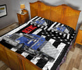 Ohaprints-Quilt-Bed-Set-Pillowcase-Blue-Truck-Trucker-Driver-American-Flag-Custom-Personalized-Name-Blanket-Bedspread-Bedding-3509-King (90'' x 100'')