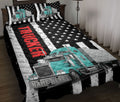 Ohaprints-Quilt-Bed-Set-Pillowcase-Cyan-Truck-Trucker-Driver-American-Flag-Custom-Personalized-Name-Blanket-Bedspread-Bedding-3510-Throw (55'' x 60'')