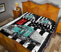 Ohaprints-Quilt-Bed-Set-Pillowcase-Cyan-Truck-Trucker-Driver-American-Flag-Custom-Personalized-Name-Blanket-Bedspread-Bedding-3510-King (90'' x 100'')