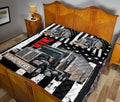 Ohaprints-Quilt-Bed-Set-Pillowcase-Black-Truck-Vintage-Trucker-Driver-Usa-Flag-Custom-Personalized-Name-Blanket-Bedspread-Bedding-3514-King (90'' x 100'')